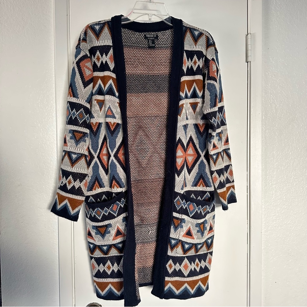 F21 Aztec western open cardigan